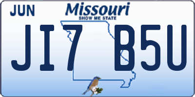 MO license plate JI7B5U