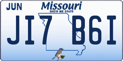 MO license plate JI7B6I
