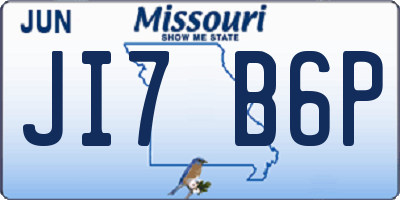 MO license plate JI7B6P