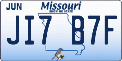 MO license plate JI7B7F