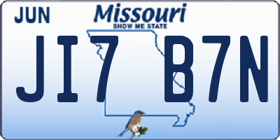 MO license plate JI7B7N