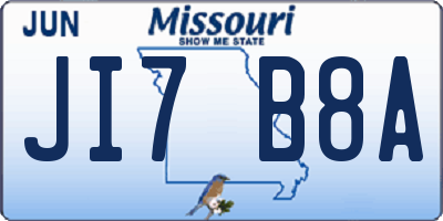 MO license plate JI7B8A