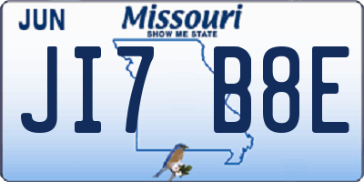 MO license plate JI7B8E