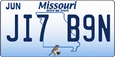 MO license plate JI7B9N