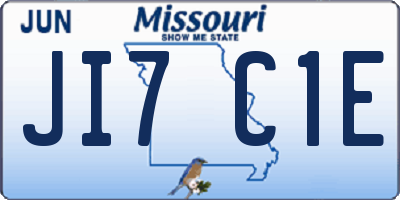 MO license plate JI7C1E