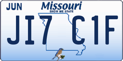 MO license plate JI7C1F