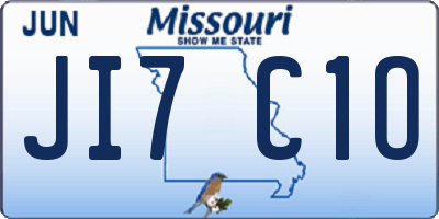 MO license plate JI7C1O