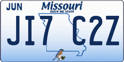 MO license plate JI7C2Z
