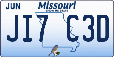 MO license plate JI7C3D