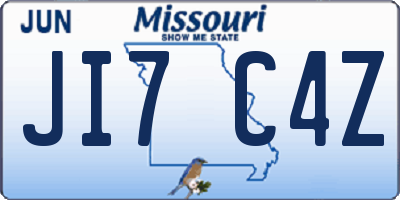 MO license plate JI7C4Z