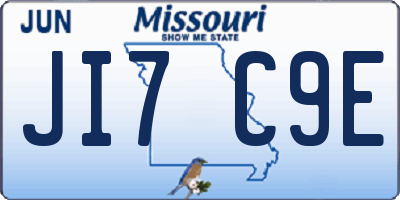MO license plate JI7C9E