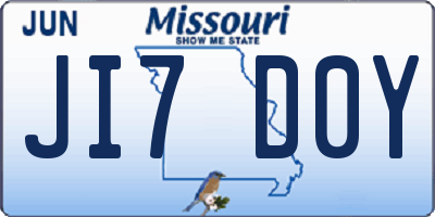 MO license plate JI7D0Y