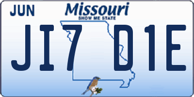 MO license plate JI7D1E