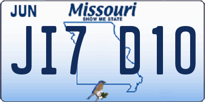 MO license plate JI7D1O