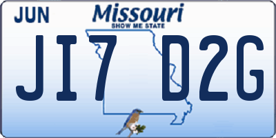 MO license plate JI7D2G