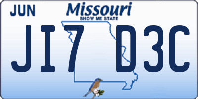 MO license plate JI7D3C