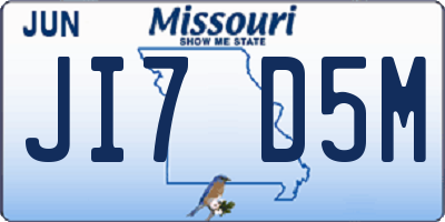 MO license plate JI7D5M