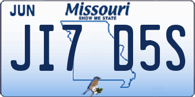 MO license plate JI7D5S