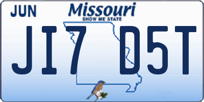 MO license plate JI7D5T