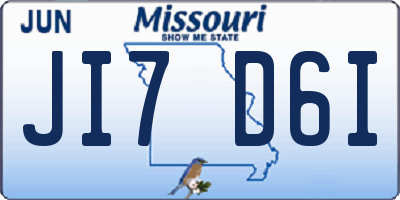 MO license plate JI7D6I