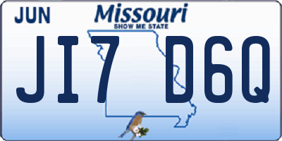 MO license plate JI7D6Q