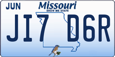 MO license plate JI7D6R