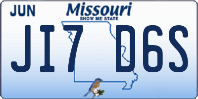 MO license plate JI7D6S
