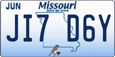 MO license plate JI7D6Y