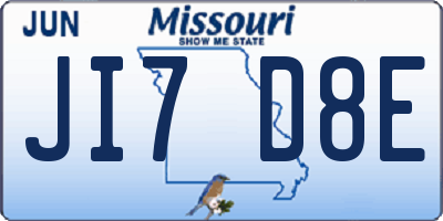 MO license plate JI7D8E