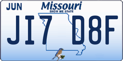 MO license plate JI7D8F