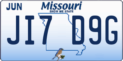MO license plate JI7D9G