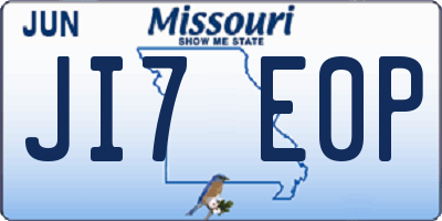 MO license plate JI7E0P