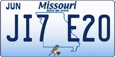 MO license plate JI7E2O