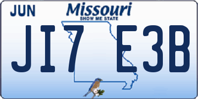 MO license plate JI7E3B