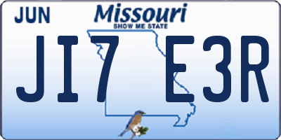 MO license plate JI7E3R