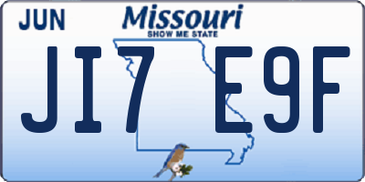 MO license plate JI7E9F