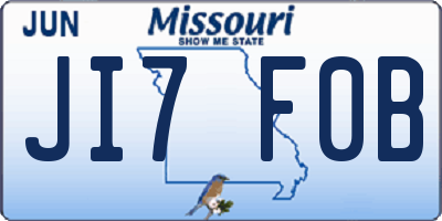 MO license plate JI7F0B