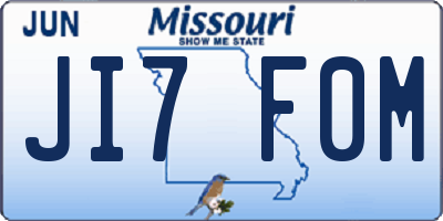 MO license plate JI7F0M