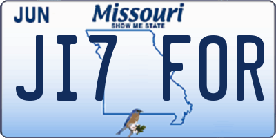 MO license plate JI7F0R