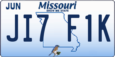 MO license plate JI7F1K