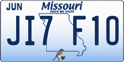 MO license plate JI7F1O