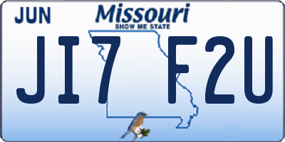 MO license plate JI7F2U