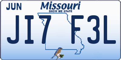 MO license plate JI7F3L