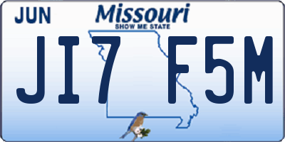 MO license plate JI7F5M