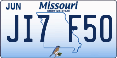 MO license plate JI7F5O