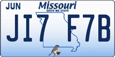 MO license plate JI7F7B