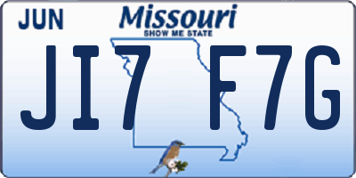 MO license plate JI7F7G