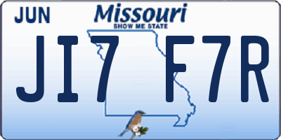 MO license plate JI7F7R