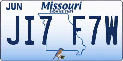 MO license plate JI7F7W