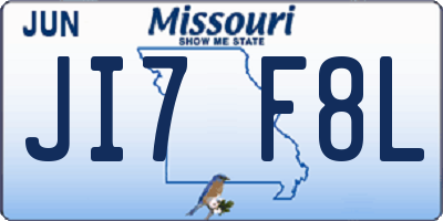 MO license plate JI7F8L